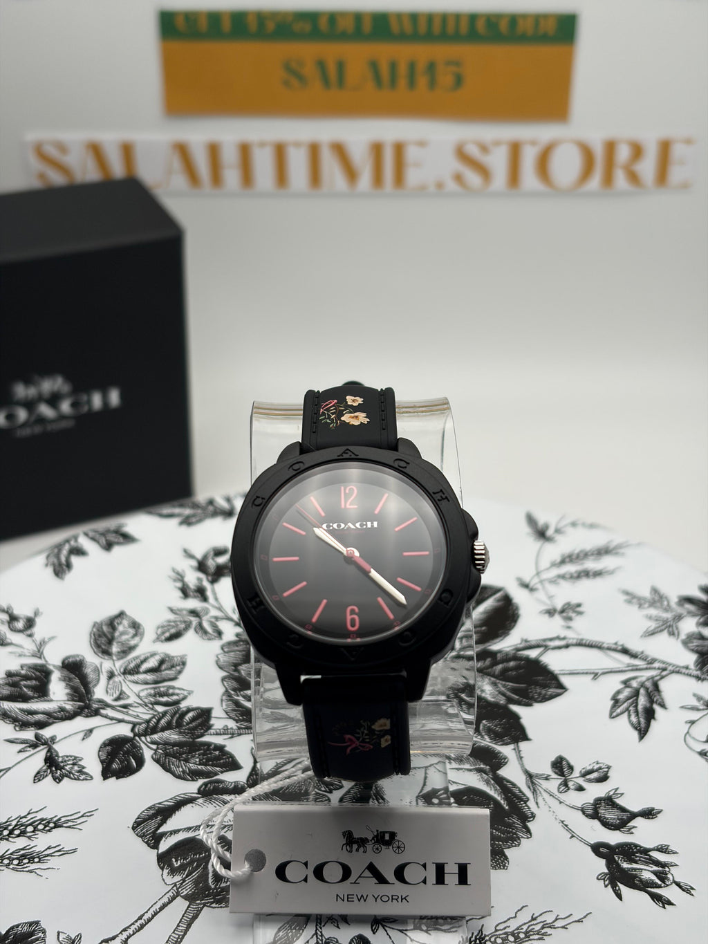 COACH BLACK FLOWERS WATCH