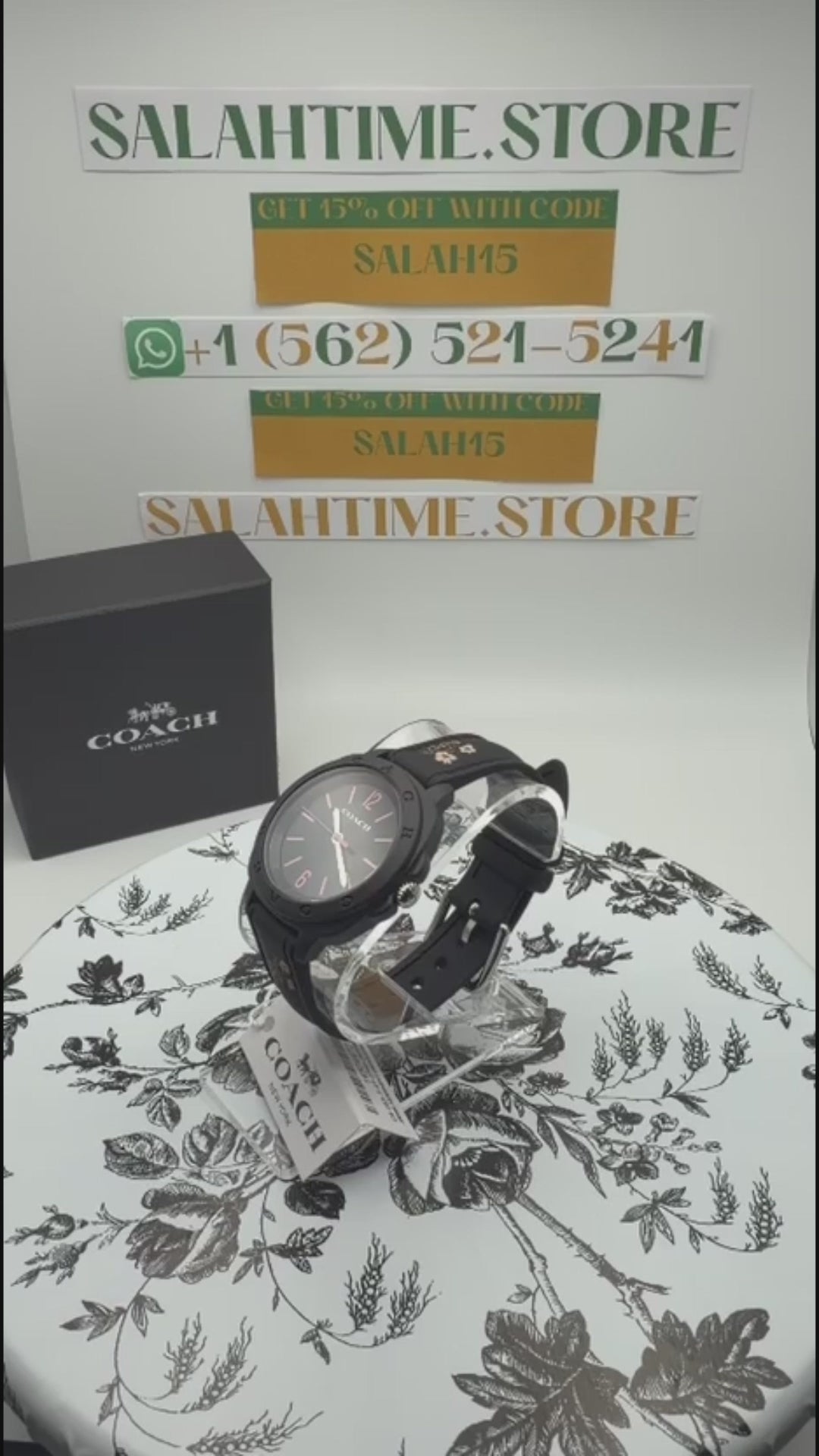 COACH BLACK FLOWERS WATCH